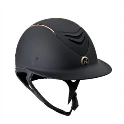 One K Avance Wide Brim Rose Gold Stripe Helmet - Black Matte Rose Gold Stripe