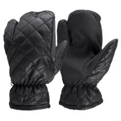 Horze Three Finger Quilted Mittens - Black
