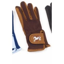 Ovation Kids' Hearts & Horses Gloves - Lt Brown/Chocolate