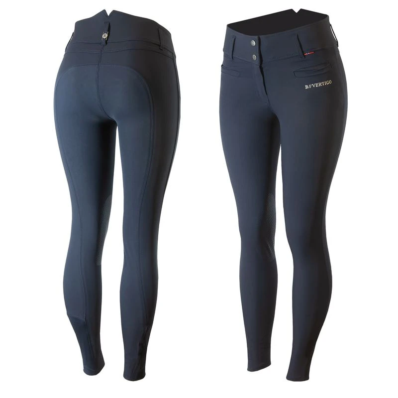 B Vertigo Women's Tiffany Silicone Knee Patch Breeches - Dark Navy