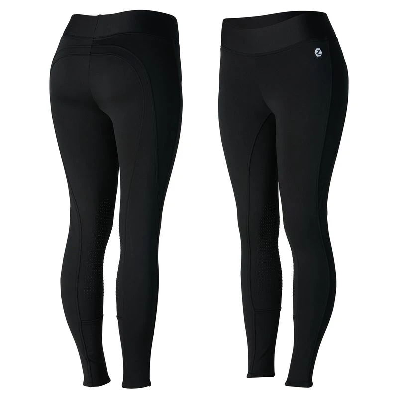 Horze Women's Active Winter Silicone Knee Patch Tights - Black
