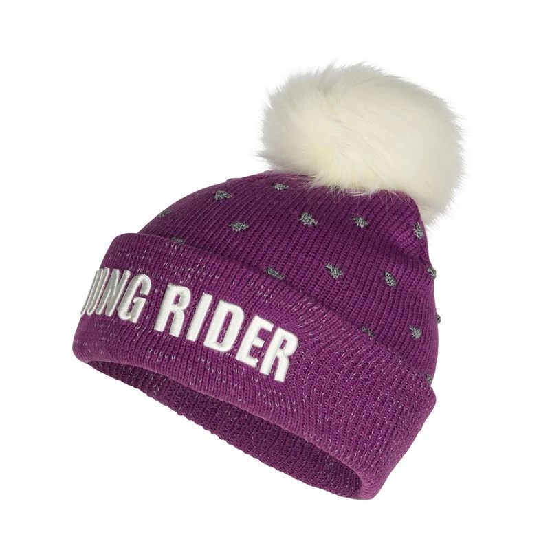 Horze Kids' Terry Reflective Knitted Hat - Arty Purple