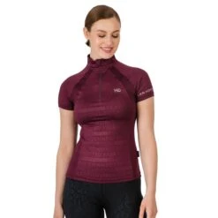 Horseware Women's Aveen Half Zip Short Sleeve Tech Top - Beetroot