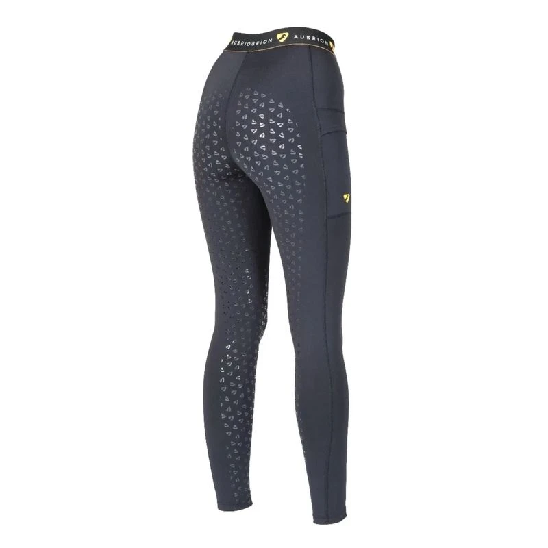 Shires Aubrion Kids' Dutton Full Seat Riding Tights - Black - Image 2