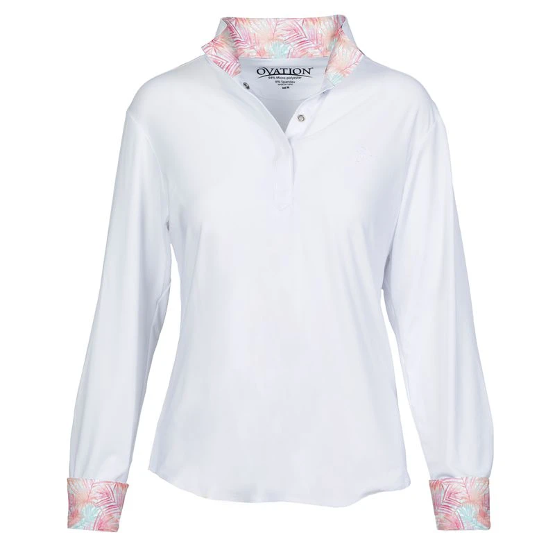Ovation Women's Jorden Full Snap Show Shirt - White/Tropical Palms