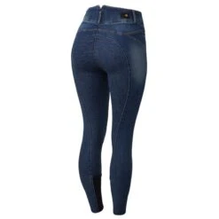 Horze Women's Cecelia Full Seat Denim Breeches - Dark Blue