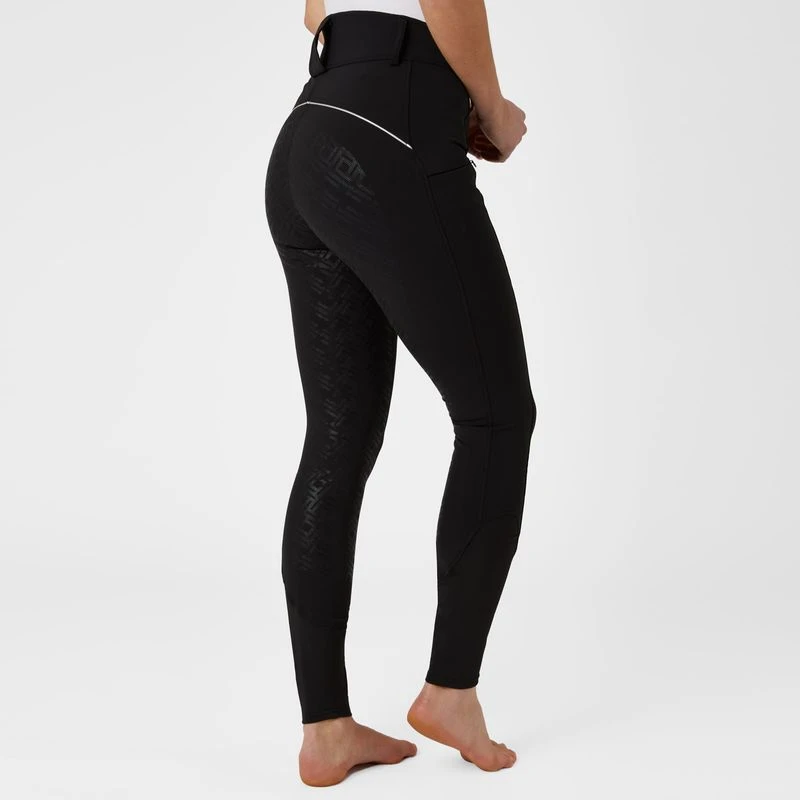Horze Women's Callie High Waist Breeches W/Piping - Black - Image 3