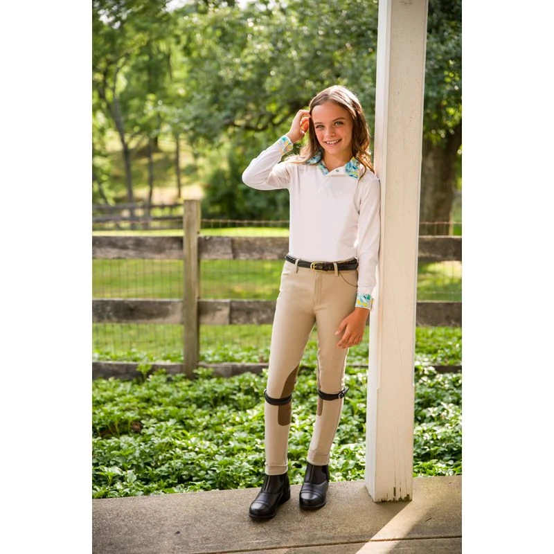 Shires Aubrion Kids' Cheshire Show Jodhpurs - Tan - Image 3