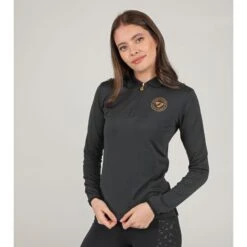 Shires Aubrion Women's Becton Long Sleeve Tech Top - Charcoal
