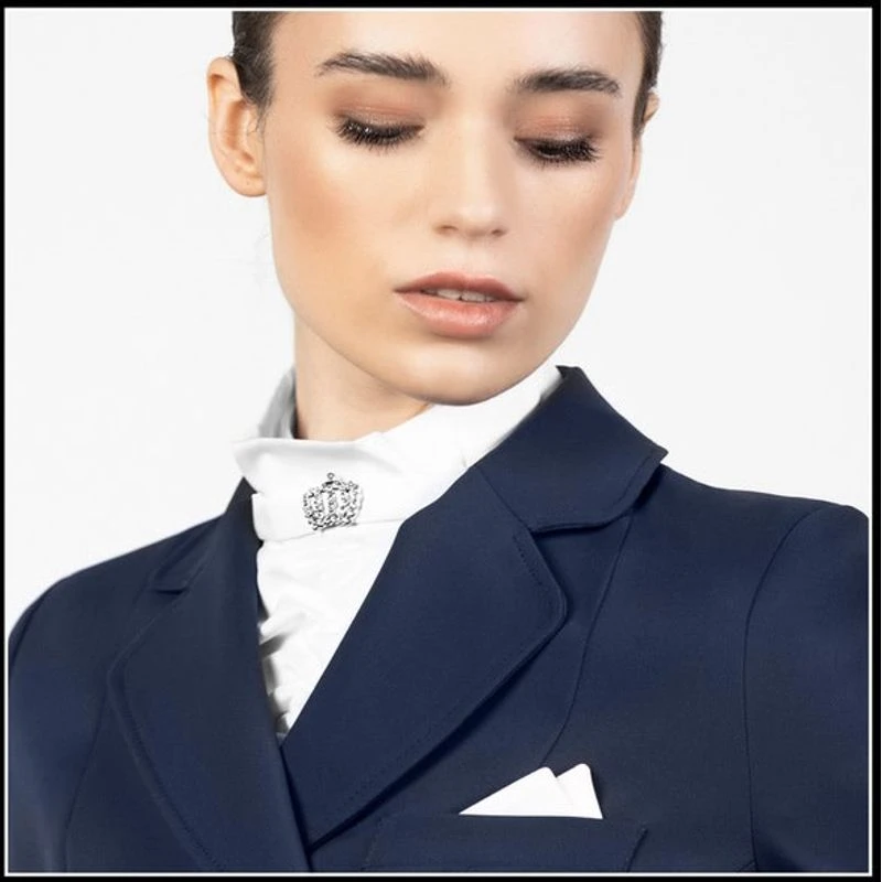 Fair Play Princess Ready Tied Stock Tie - White/Silver Crown - Image 2