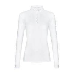 Fair Play Women's Meredith Half Turtleneck Long Sleeve Competition Shirt - White