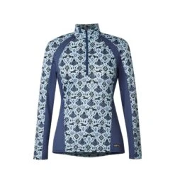 Kerrits Women's Always Cool Print Ice Fil Long Sleeve Shirt - Ink Painted Horse/True Blue