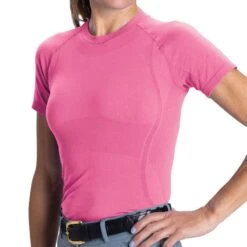 Romfh Women's Seamless Short Sleeve Shirt - Preppy Pink