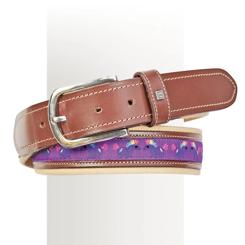 Romfh Women's Leather & Canvas Belt - Punk Rock Ponies