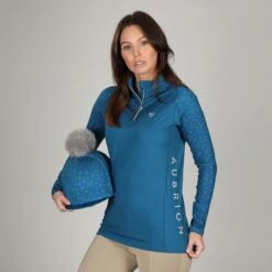 Shires Aubrion Women's Hyde Park Cross Country Shirt - Teal Ditsy