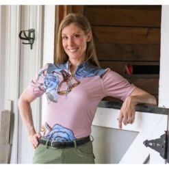 FITS Women's Kinetic Short Sleeve Shirt - Blue Roses & Tack