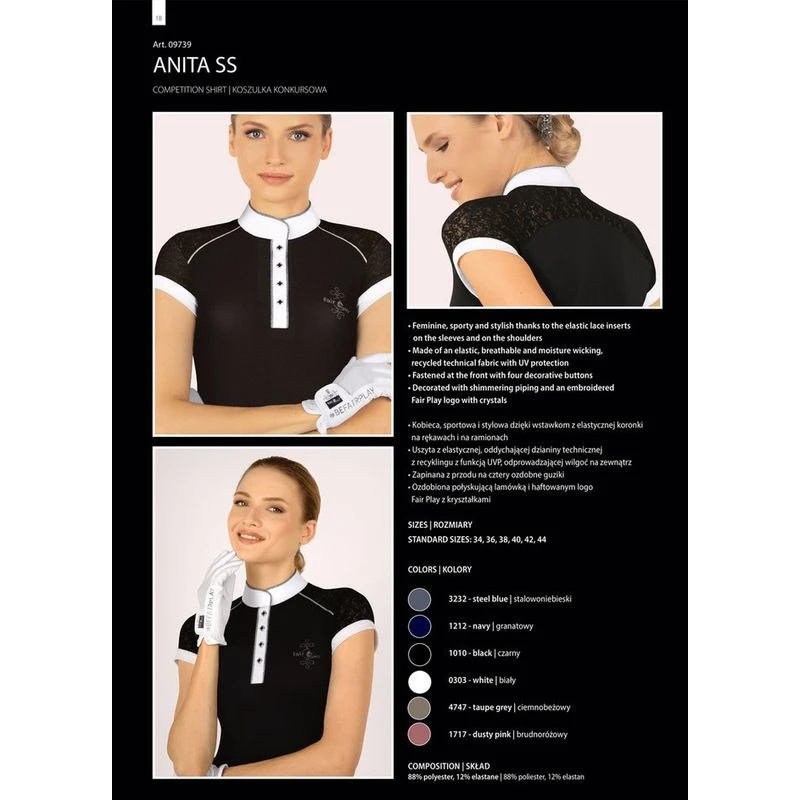 Fair Play Women's Anita Short Sleeve Competition Shirt - Black - Image 3