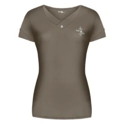 Fair Play Women's Alba Short Sleeve Tech Tee Shirt - Taupe Grey