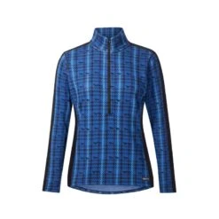 Kerrits Women's Muzzle Nuzzle Fleece Half Zip - True Blue Plaid Pasture