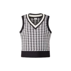 EQL Women's Houndstooth Sweater Vest - Black/Soft White