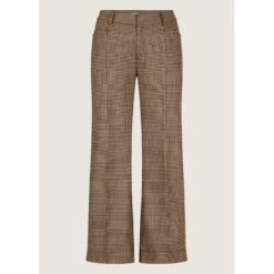 EQL Women's Chelsea Houndstooth Plaid Wide Leg Pants - Camel/Black