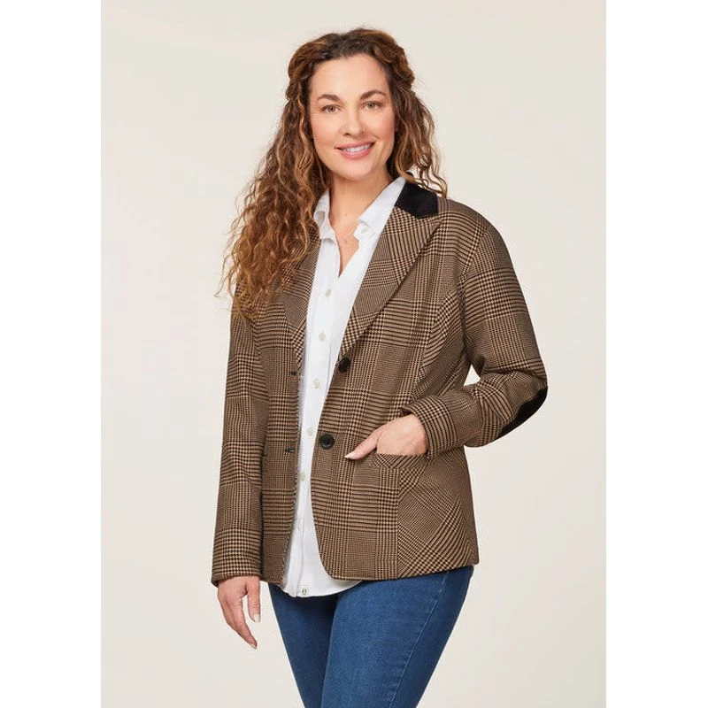 EQL Women's Chelsea Houndstooth Plaid Blazer - Camel/Black - Image 4