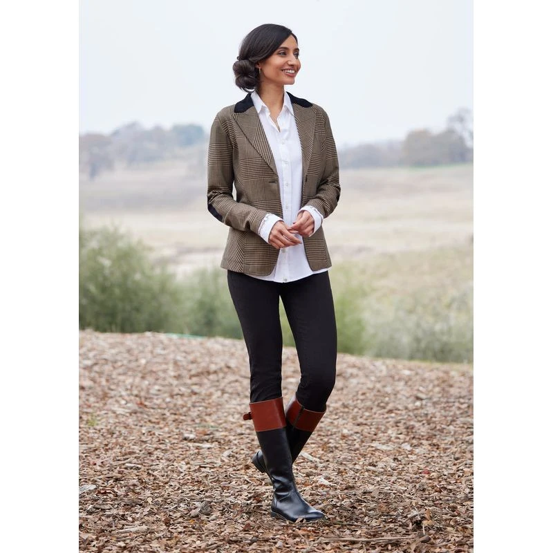 EQL Women's Chelsea Houndstooth Plaid Blazer - Camel/Black - Image 6