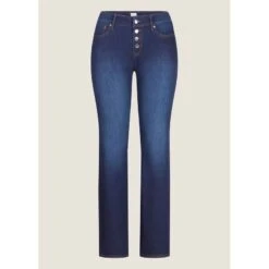 EQL Women's In Motion Button Fly Straight Leg Jeans - Midnight Wash